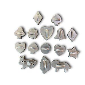15 Vintage Mirro Aluminum Cookie Biscuit Cutters Bunny Star Heart Cat Leaf